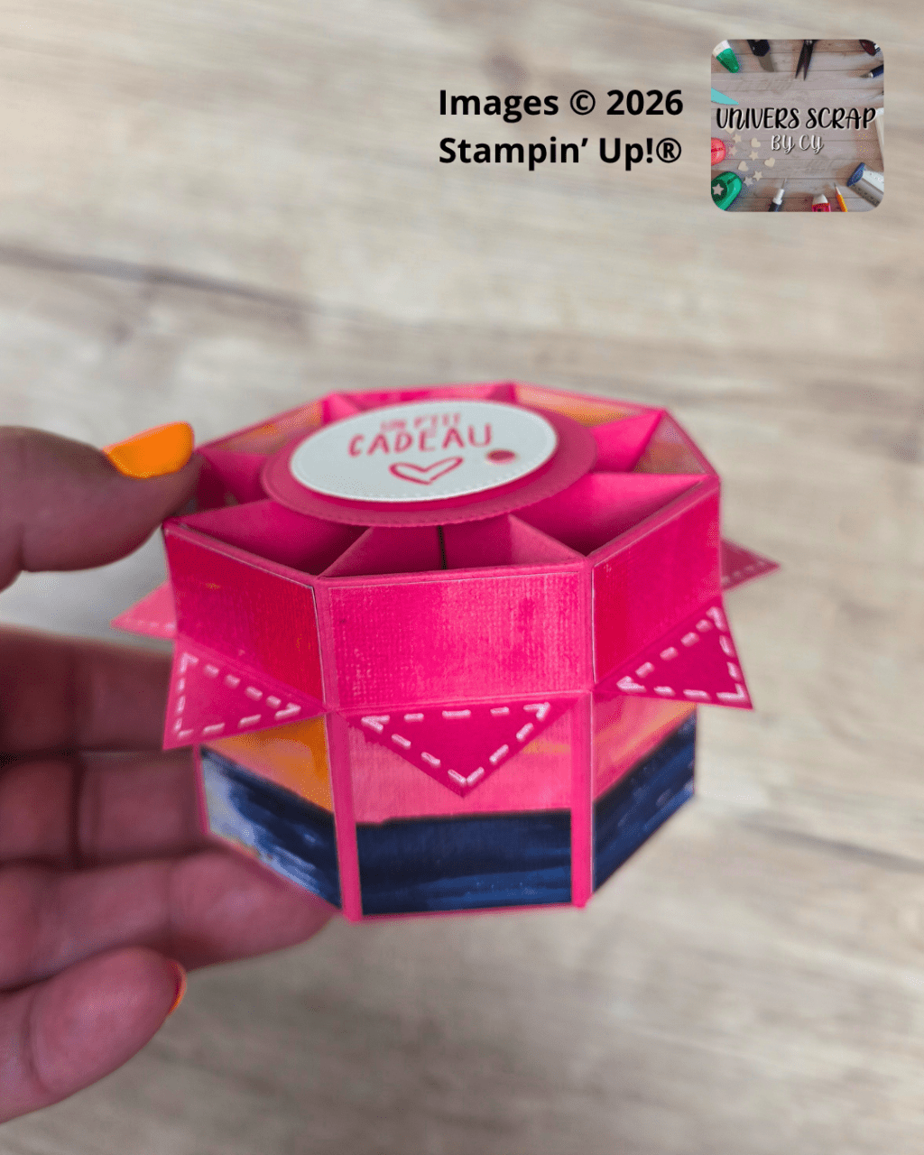 La boîte hexagonale couvercle origami avec Aurore Picturale –&nbsp;EC#6